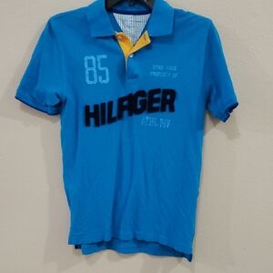 Tommy Hilfiger Blue and Yellow Polo Shirt